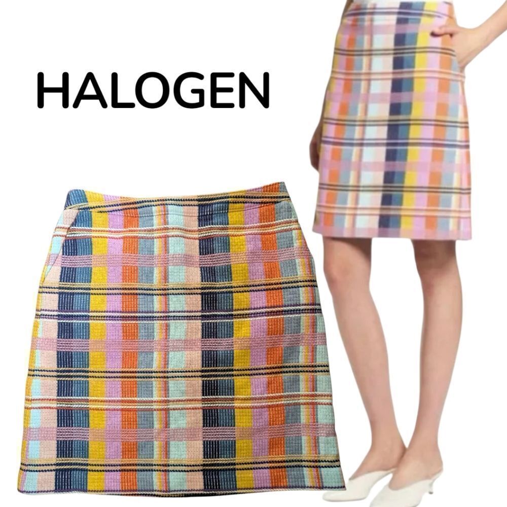 Halogen Multi Color Plaid  Skirt w Pockets M L